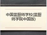 中国蓝厨师学校(蓝厨师学院中国版)