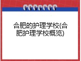 合肥的护理学校(合肥护理学校概览)