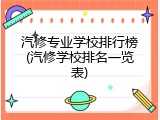 汽修专业学校排行榜(汽修学校排名一览表)