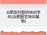 合肥农村厨师培训学校(合肥厨艺培训基地)