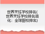 世界烹饪学校排名(世界烹饪学校排名简化：全球厨校排名)