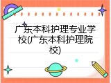 广东本科护理专业学校(广东本科护理院校)