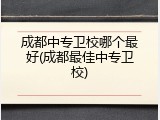 成都中专卫校哪个最好(成都最佳中专卫校)
