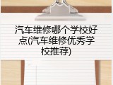 汽车维修哪个学校好点(汽车维修优秀学校推荐)