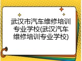 武汉市汽车维修培训专业学校(武汉汽车维修培训专业学校)