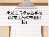 黑龙江汽修专业学校(黑龙江汽修专业院校)