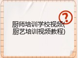 厨师培训学校视频(厨艺培训视频教程)