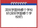 深圳学厨师哪个学校好(深圳学厨哪个学校好)