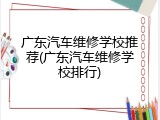 广东汽车维修学校推荐(广东汽车维修学校排行)
