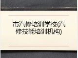 市汽修培训学校(汽修技能培训机构)