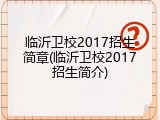 临沂卫校2017招生简章(临沂卫校2017招生简介)