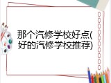 那个汽修学校好点(好的汽修学校推荐)