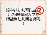 没学过幼师可以当幼儿园老师吗(没学幼师能当幼儿园老师吗)