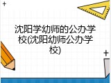 沈阳学幼师的公办学校(沈阳幼师公办学校)