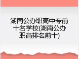 湖南公办职高中专前十名学校(湖南公办职高排名前十)