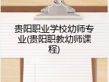贵阳职业学校幼师专业(贵阳职教幼师课程)