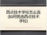 西点技术学校怎么选(如何挑选西点技术学校)