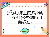 公办幼师工资多少钱一个月(公办幼师月薪标准)