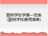 厨师学校学费一览表(厨师学校费用清单)