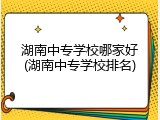湖南中专学校哪家好(湖南中专学校排名)