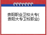 贵阳职业卫校大专(贵阳大专卫校职业)