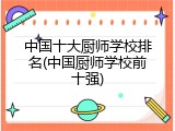 中国十大厨师学校排名(中国厨师学校前十强)