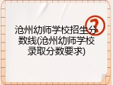 沧州幼师学校招生分数线(沧州幼师学校录取分数要求)