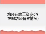 幼师在编工资多少(在编幼师薪资情况)