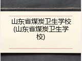 山东省煤炭卫生学校(山东省煤炭卫生学校)