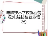 电脑技术学校就业情况(电脑技校就业情况)