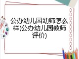 公办幼儿园幼师怎么样(公办幼儿园教师评价)