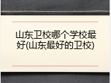 山东卫校哪个学校最好(山东最好的卫校)