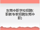东莞中职学校招聘(职教专家招聘东莞中职)
