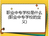 职业中专学校是什么(职业中专学校的定义)