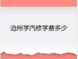 沧州学汽修学费多少