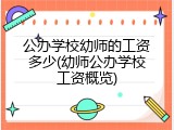 公办学校幼师的工资多少(幼师公办学校工资概览)