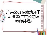 广东公办在编幼师工资待遇(广东公幼编教师待遇)