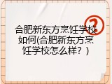 合肥新东方烹饪学校如何(合肥新东方烹饪学校怎么样？)