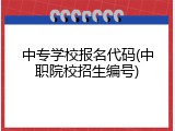 中专学校报名代码(中职院校招生编号)