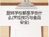 厨师学校都是学些什么(烹饪技巧与食品安全)