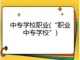 中专学校职业(&ldquo;职业中专学校&rdquo;)
