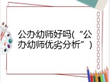 公办幼师好吗(&ldquo;公办幼师优劣分析&rdquo;)
