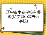 辽宁省中专学校有哪些(辽宁省中等专业学校)