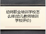 幼师职业培训学校怎么样(幼儿教师培训学校评价)