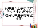 初中生不上学去技术学校学什么好(技校适合初中生学的专业推荐)