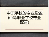 中职学校的专业设置(中等职业学校专业配置)