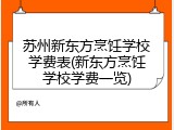 苏州新东方烹饪学校学费表(新东方烹饪学校学费一览)