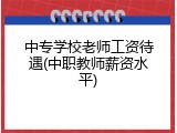 中专学校老师工资待遇(中职教师薪资水平)