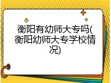 衡阳有幼师大专吗(衡阳幼师大专学校情况)