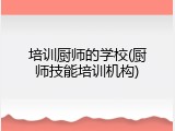 培训厨师的学校(厨师技能培训机构)
